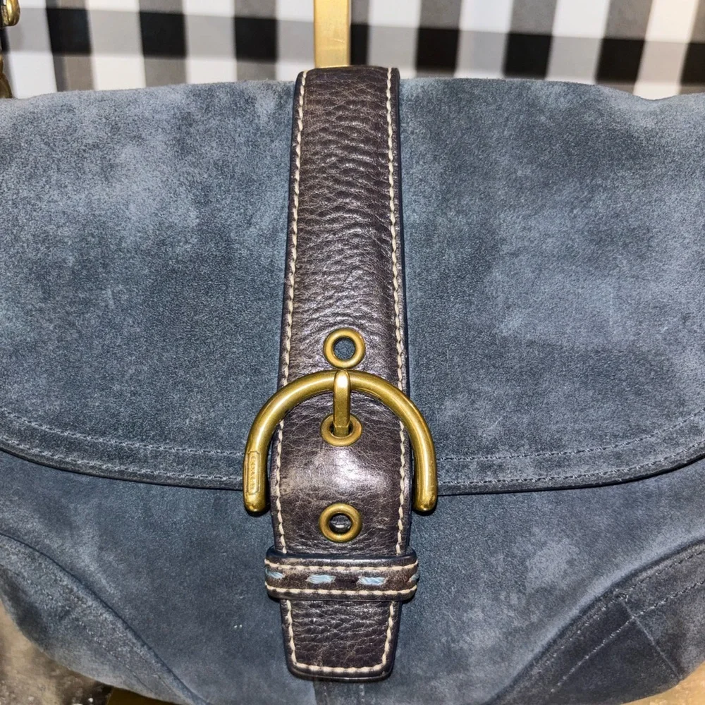 Coach Smokey Blue Suede Soho Crossbody Shoulder Bag 2004 Y2K - Picture 7 of 10